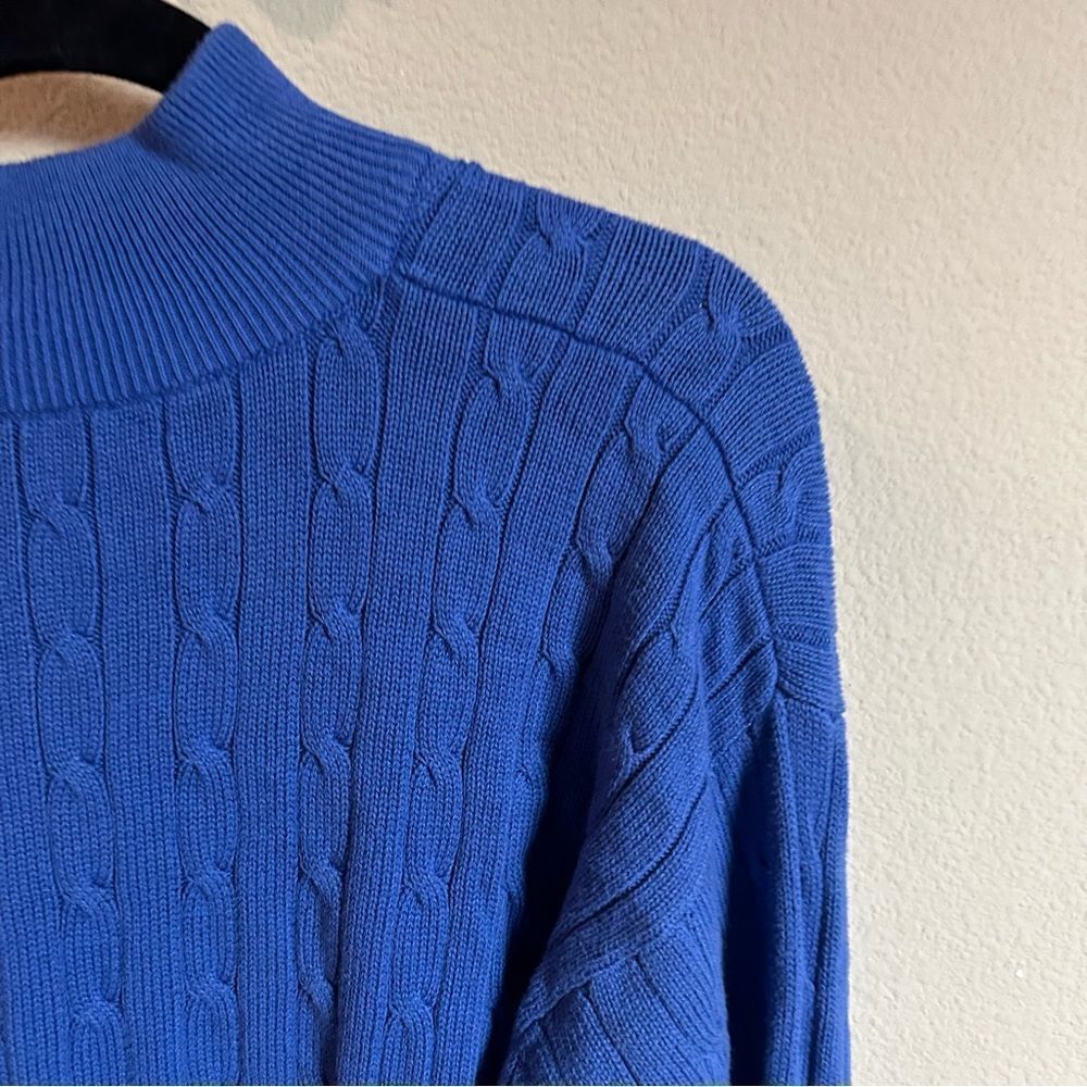 Irish Woven Carraig Don | L | cobalt cableknit quarter zip sweater carraigdon - Picture 5 of 9